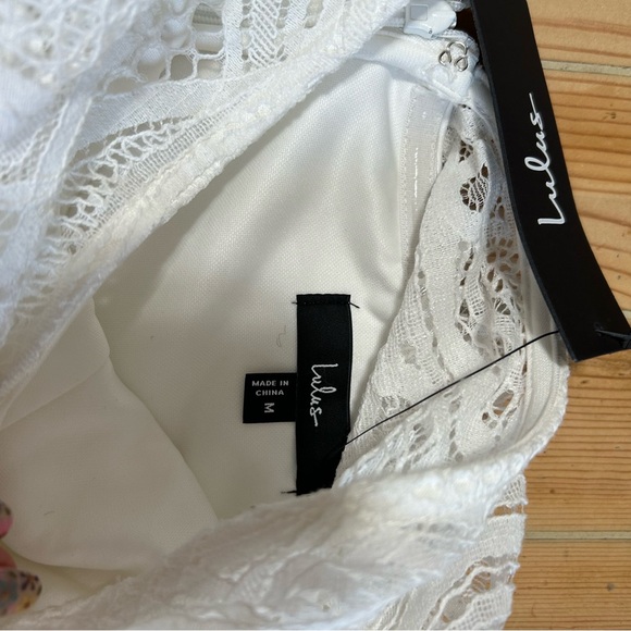 NWT Lulus Gorgeous Attraction White Lace Structured Long Sleeve Mini Dress - Picture 9 of 11